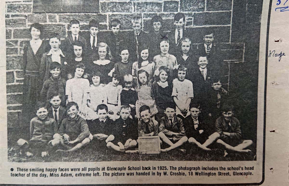 Old newspaper cutting of Glencaple-School-1925
