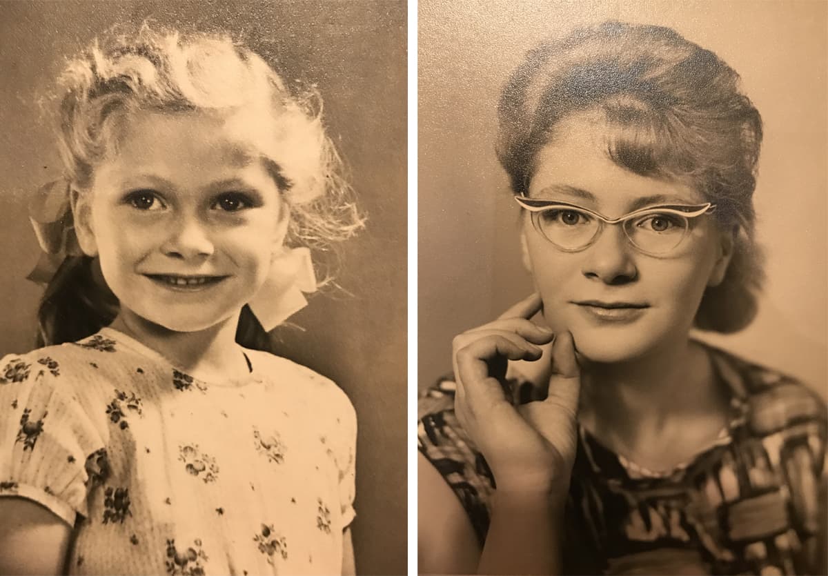 Two old photos of Judith Mylne 1947 to 2020