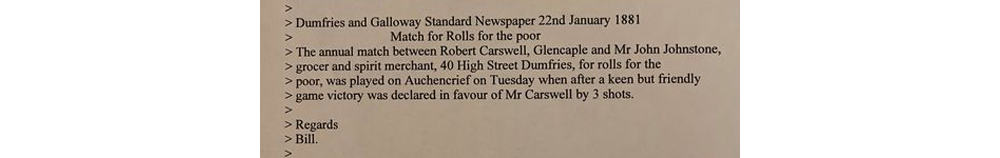 Wording of DandG Standard advert from 1881 - Match for rolls for the poor - Robert Carswell